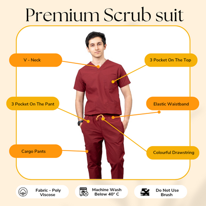 Vastramedwear Medical Scrub Suit for Doctors Men Maroon