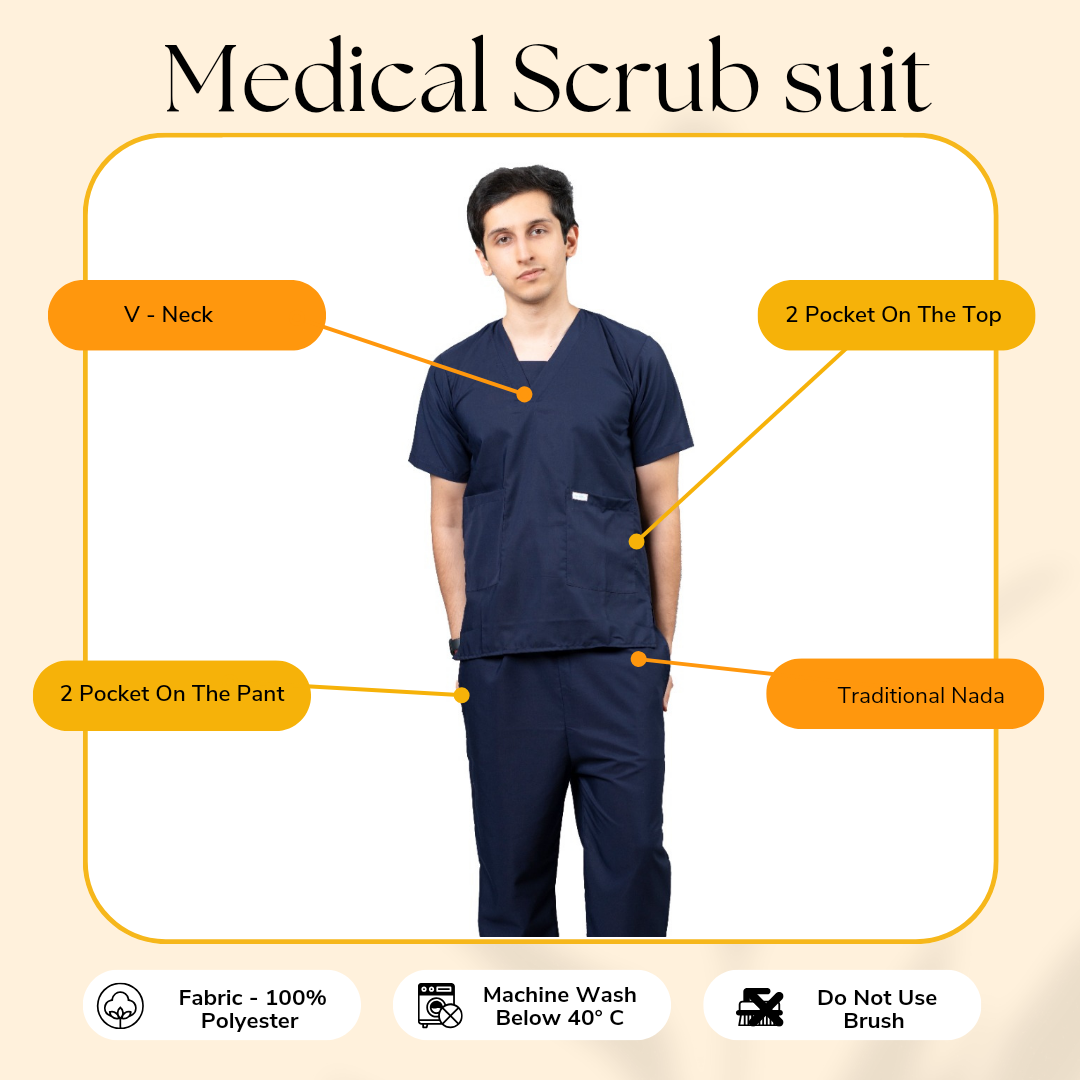Vastramedwear Basic Medical Scrub Suit for Doctors & Staff Men - Blue