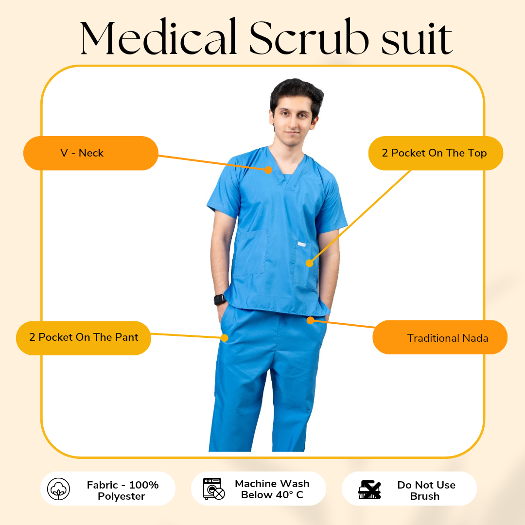 Vastramedwear Basic Medical Scrub Suit for Doctors and Staff Men Sky Blue