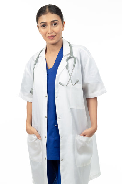 VastraMedwear Long Knee Length Apron - Half Sleeves