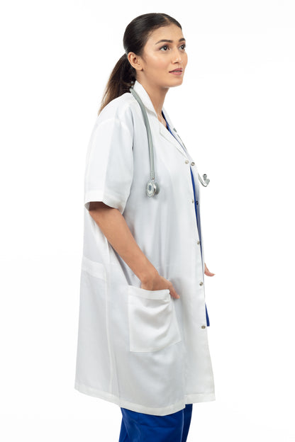 VastraMedwear Long Knee Length Apron - Half Sleeves