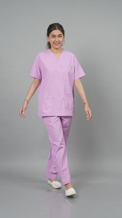 Vastramedwear’s Lavender Women's V Neck Scrub Suit